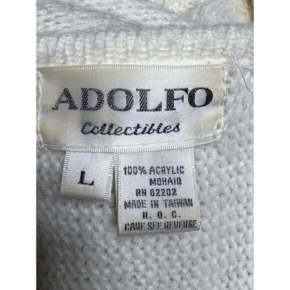 Vintage Adolfo Batwing Sweater Intricate Knit Design Acrylic Women's L Ivory - Picture 8 of 9